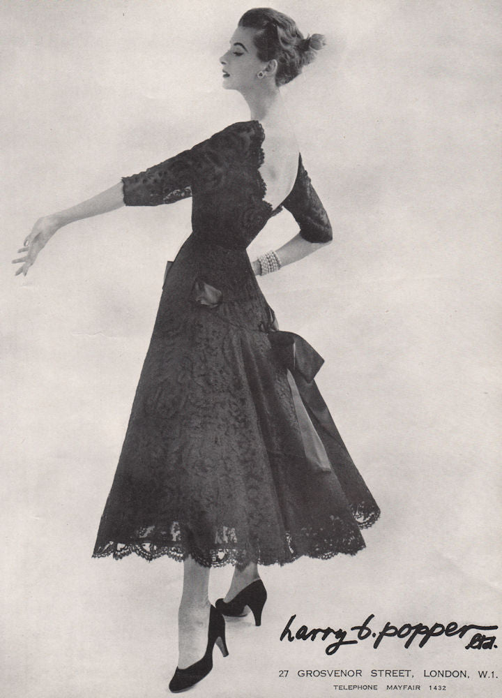 Harry B. Popper Ltd, 27 Grosvenor Street, London W1. Fashion advert 1955 print